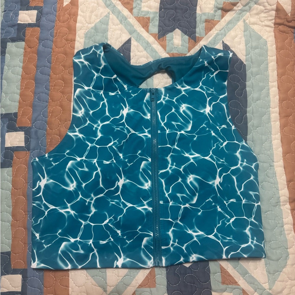 Buffbunny Blue Water Patterned Sports Bra Crop Top